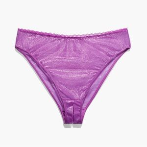 Mesh Crotchless High Leg Bikini - Juicy Purple (2X)